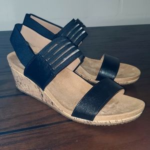 Naturalizer Black and Cork Wedges